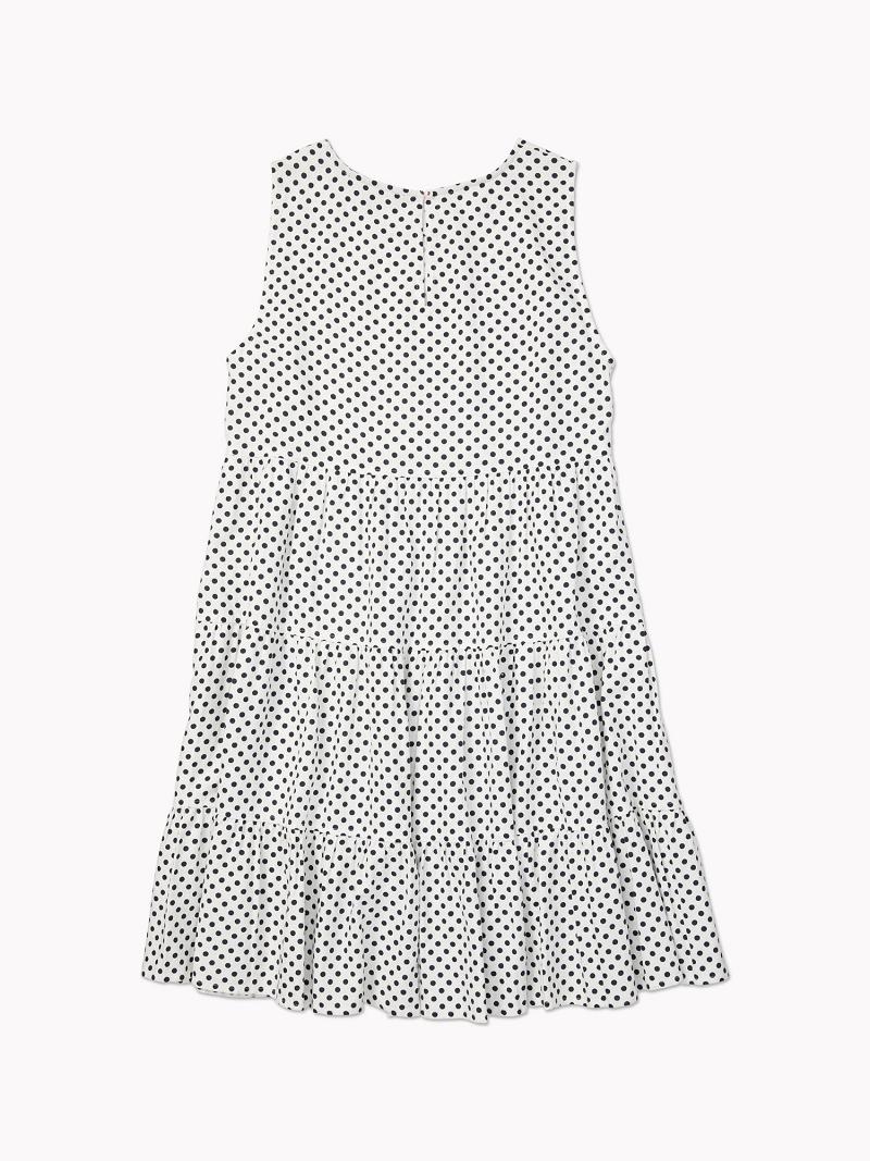 Női Tommy Hilfiger Tiered Dot Dresses Fehér Kék | HU 133PJJ